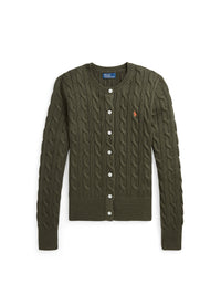 Cardigan torsadé à col rond en coton - Canopy Olive