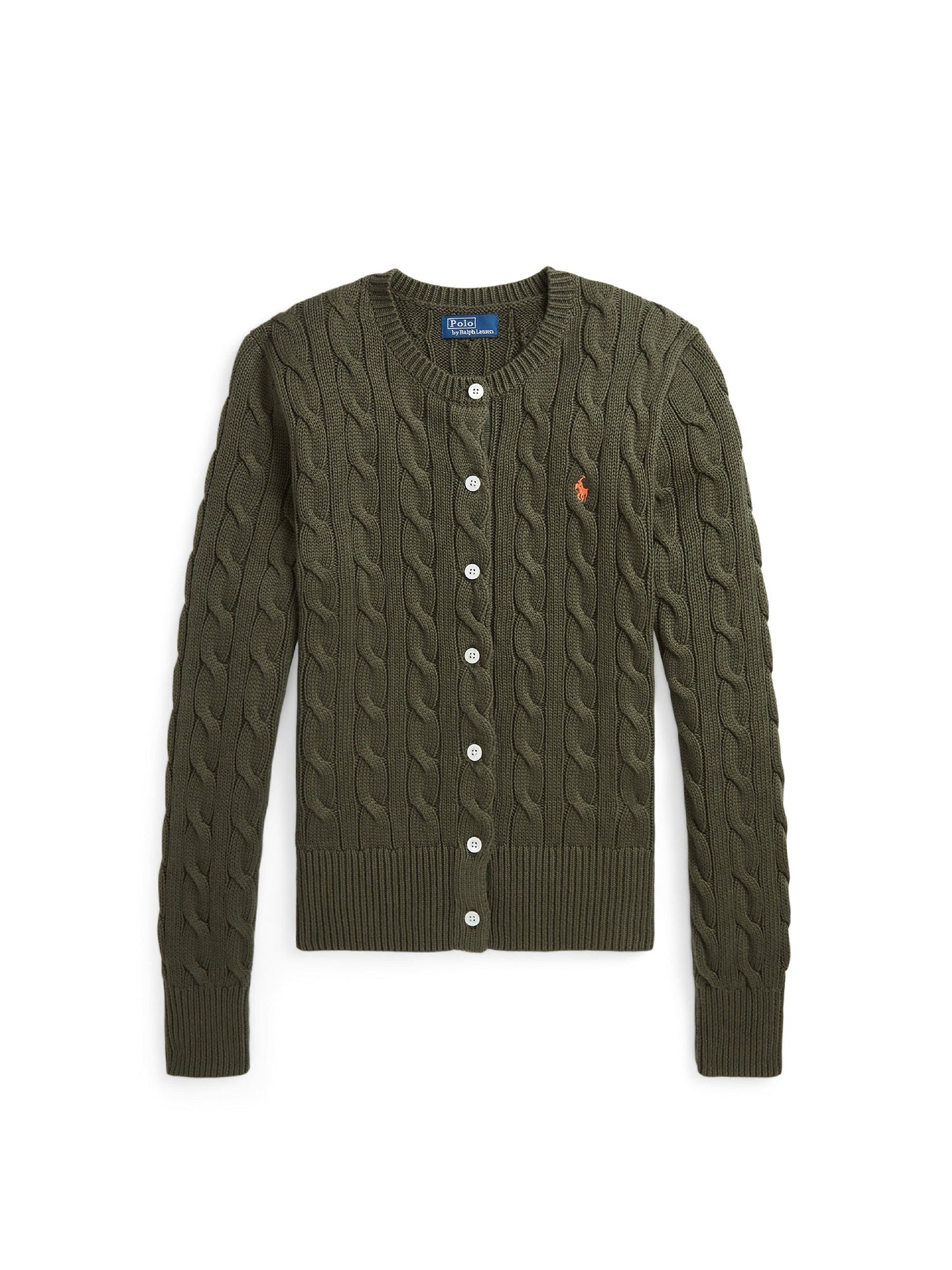 Cardigan torsadé à col rond en coton - Canopy Olive
