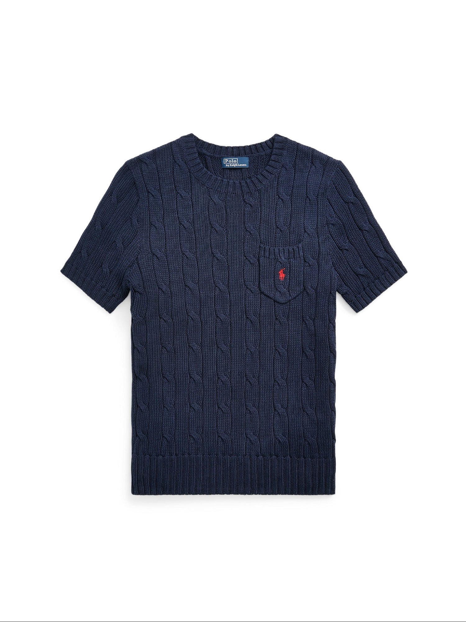 Pull torsadé à manches courtes en coton - Hunter Navy