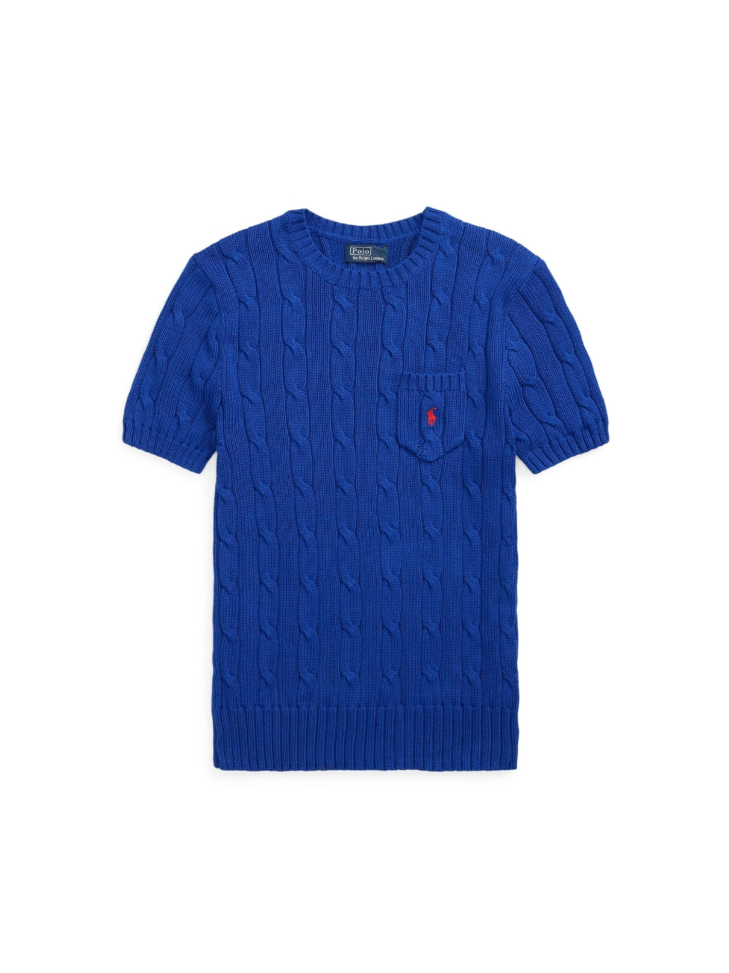 Pull torsadé à manches courtes en coton - Blue Saturn