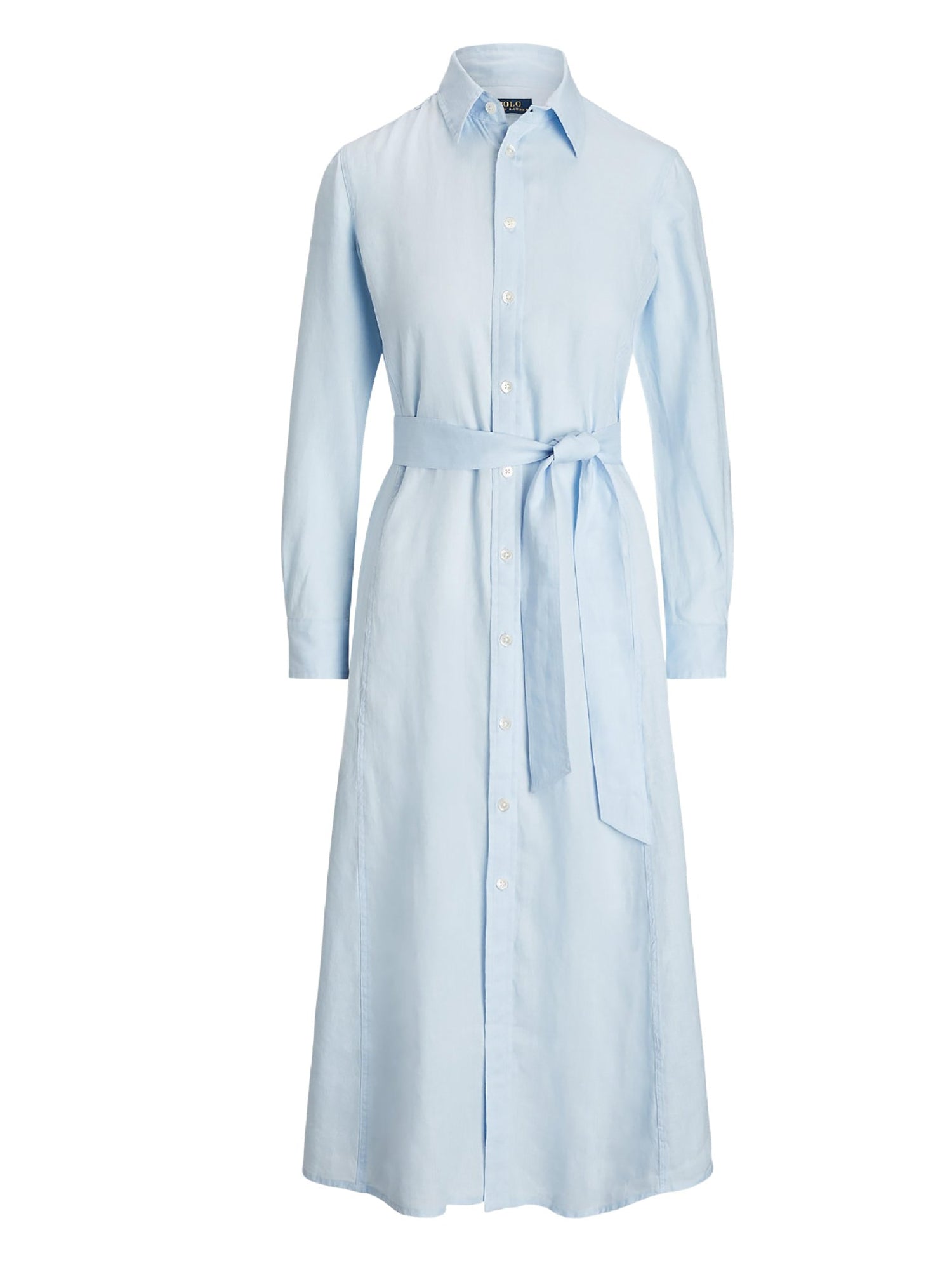 Robe-chemise à manches longues en lin - Light Blue