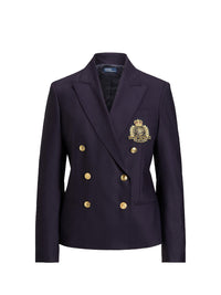 Double-breasted blazer with wool crest - Navy