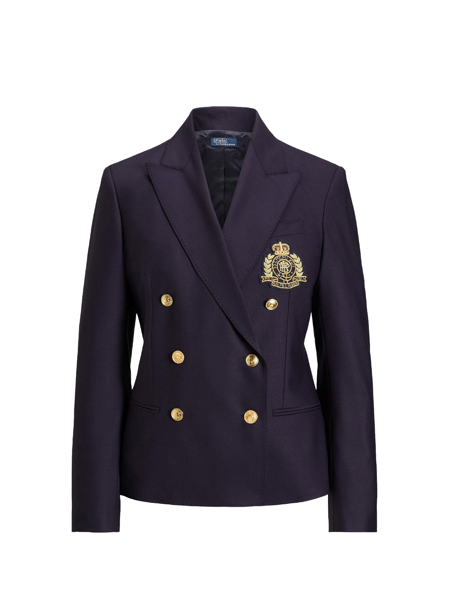 Double-breasted blazer with wool crest - Navy