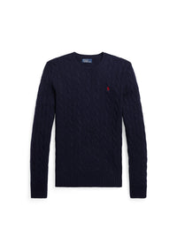 Julianna wool and cashmere blend cable knit jumper - Hunter Navy
