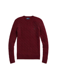 Pull Julianna à torsades en laine et cachemire mélangé - Garnet Red Melange
