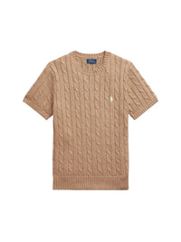 Pull torsadé à manches courtes en coton - Collection Camel Melange