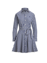 Robe-chemise à pans en coton rayé - Fall Royal & White