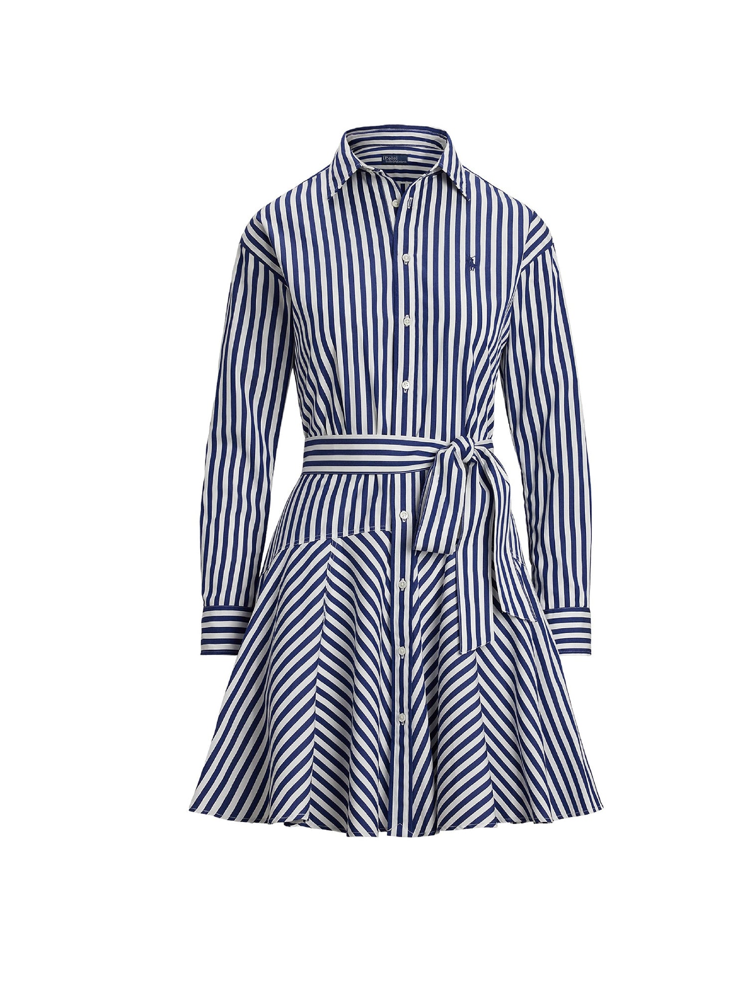 Robe-chemise à pans en coton rayé - Fall Royal & White