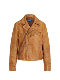 Veste de moto en cuir tanné - Lt Brown