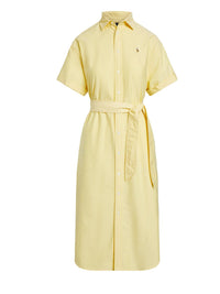 Robe-chemise ceinturée à manches courtes - Yellow