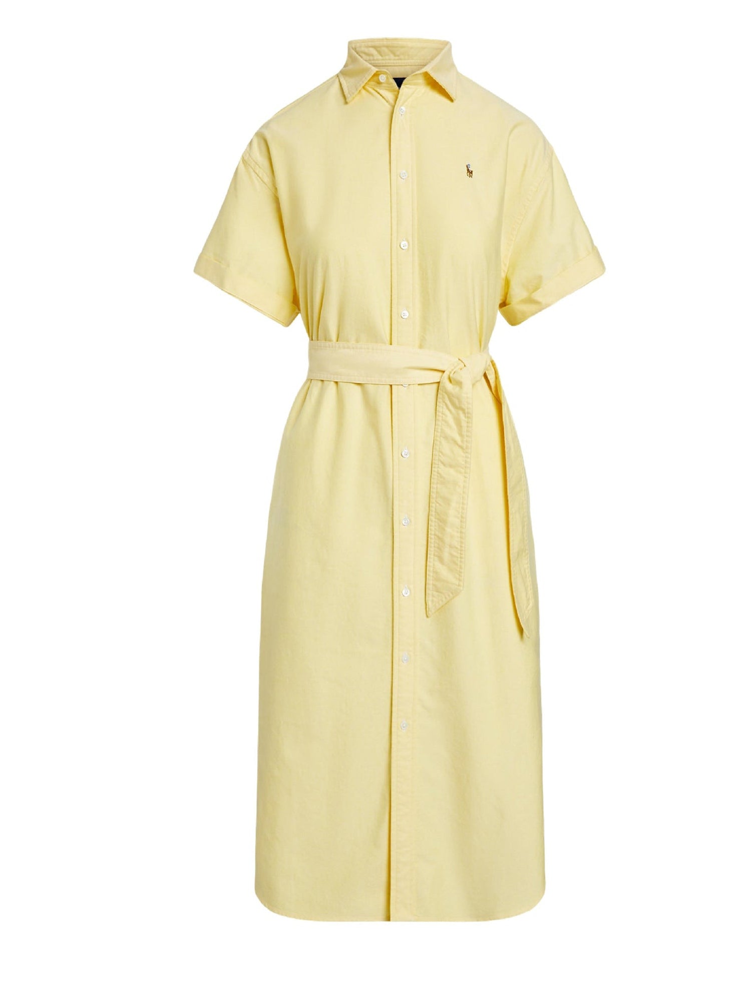 Robe-chemise ceinturée à manches courtes - Yellow