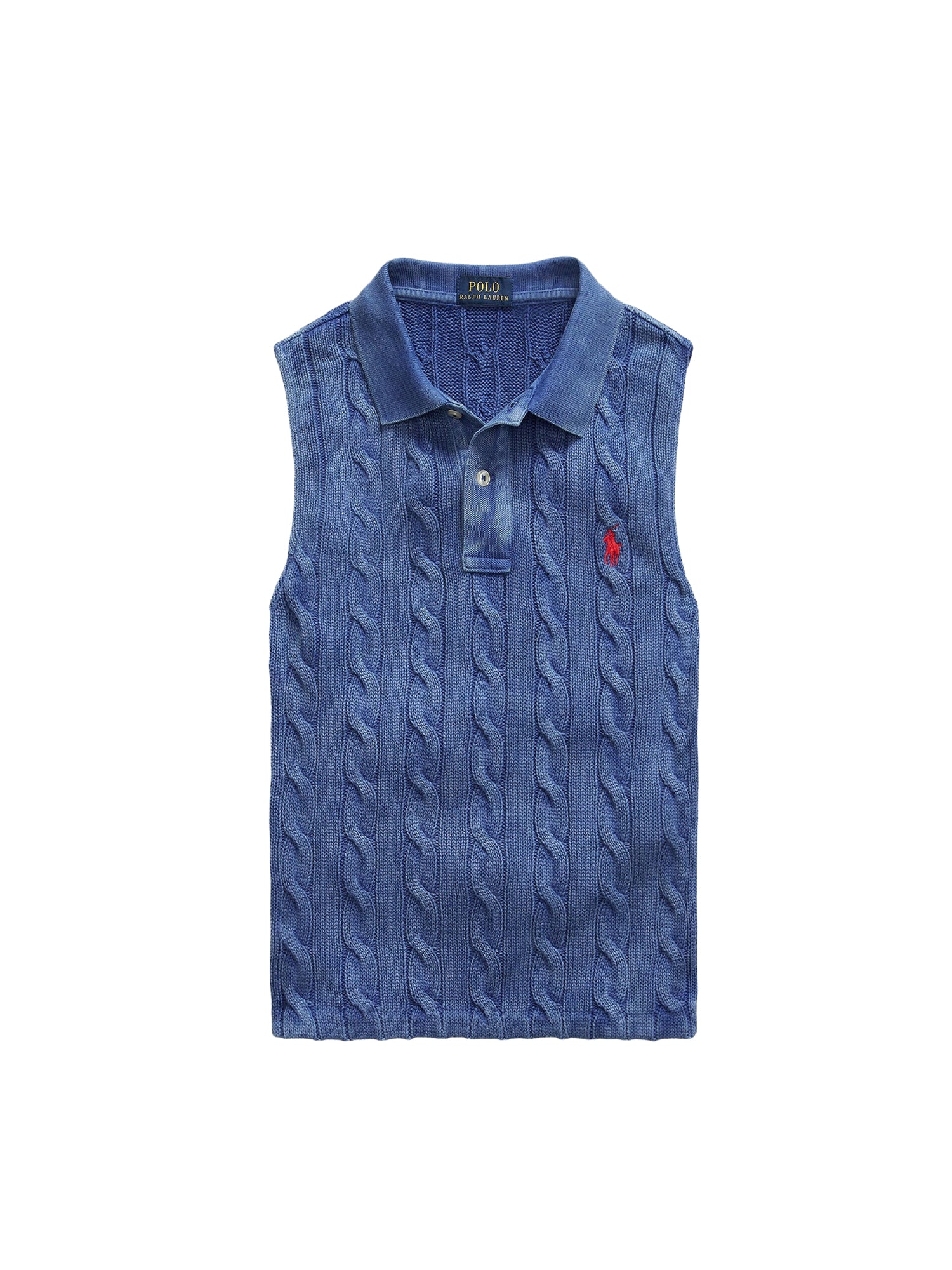 Cotton sleeveless polo shirt - Blue Yacht