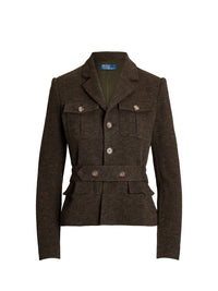 Blazer ceinturé à chevrons en laine - Loden
