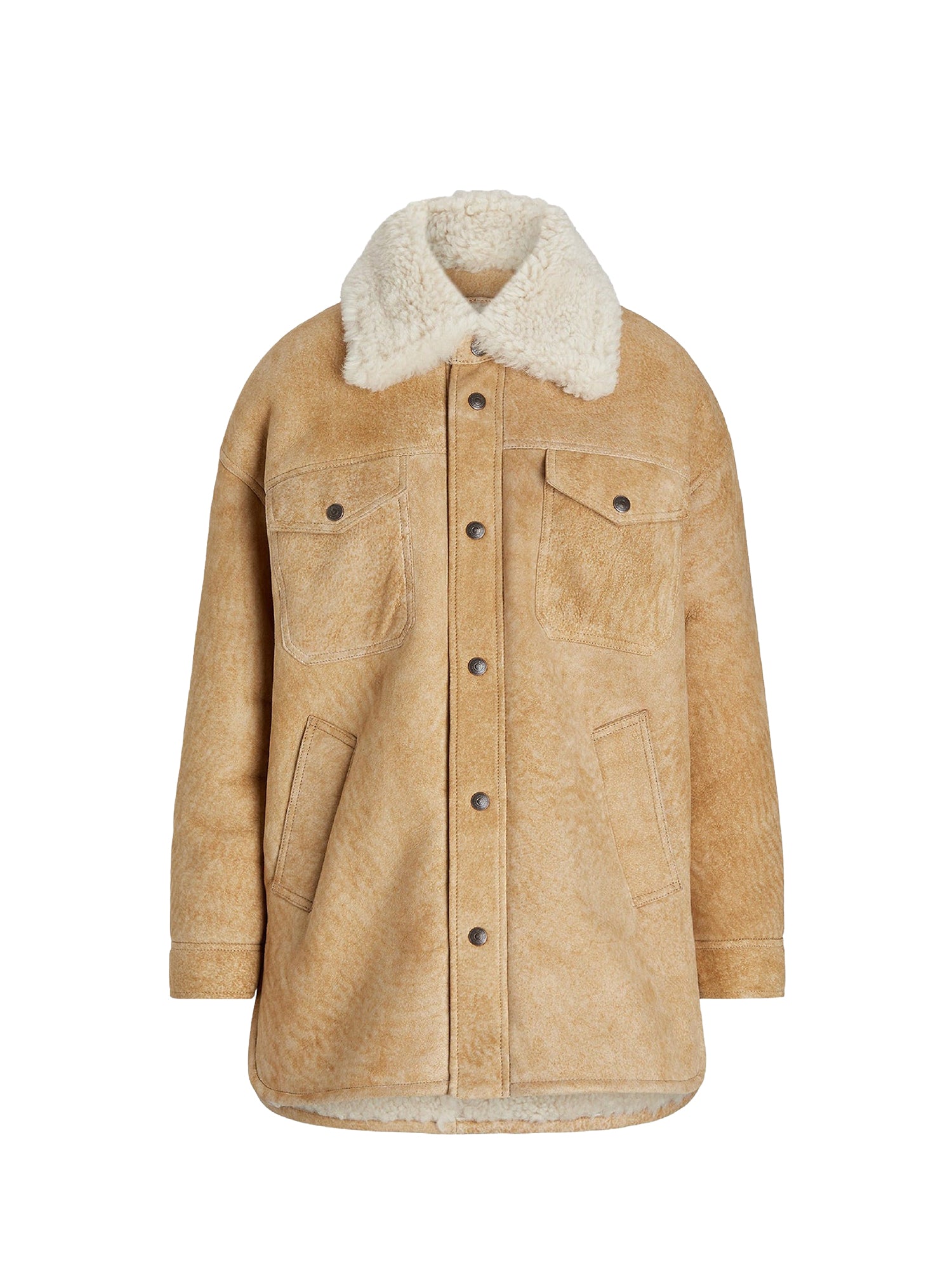 Veste utilitaire en peau lainée - Vintage Saddle-Cream