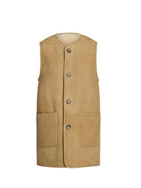 Reversible wool waistcoat - Vintage Saddle-Cream