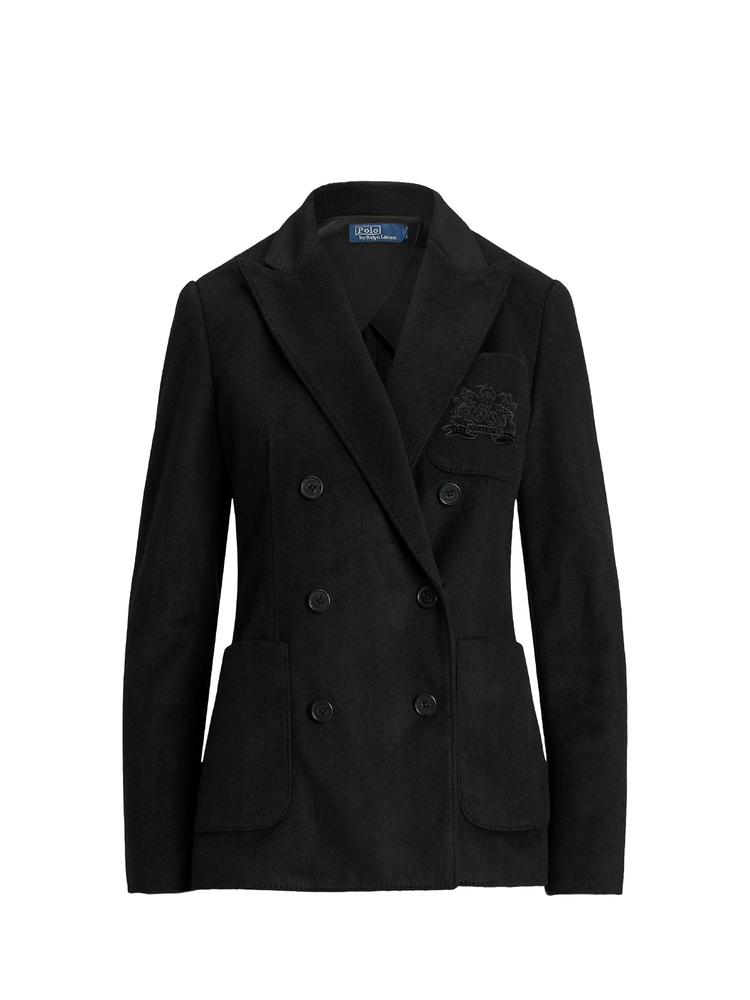 Scratched wool patch blazer - Polo Black