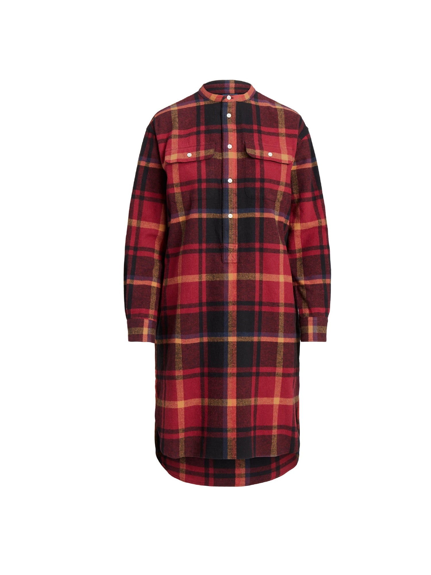 Robe-chemise écossaise en coton  - Red, Multicolore & Fall Plaid