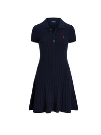 Robe torsadée manches courtes en coton  - Hunter Navy