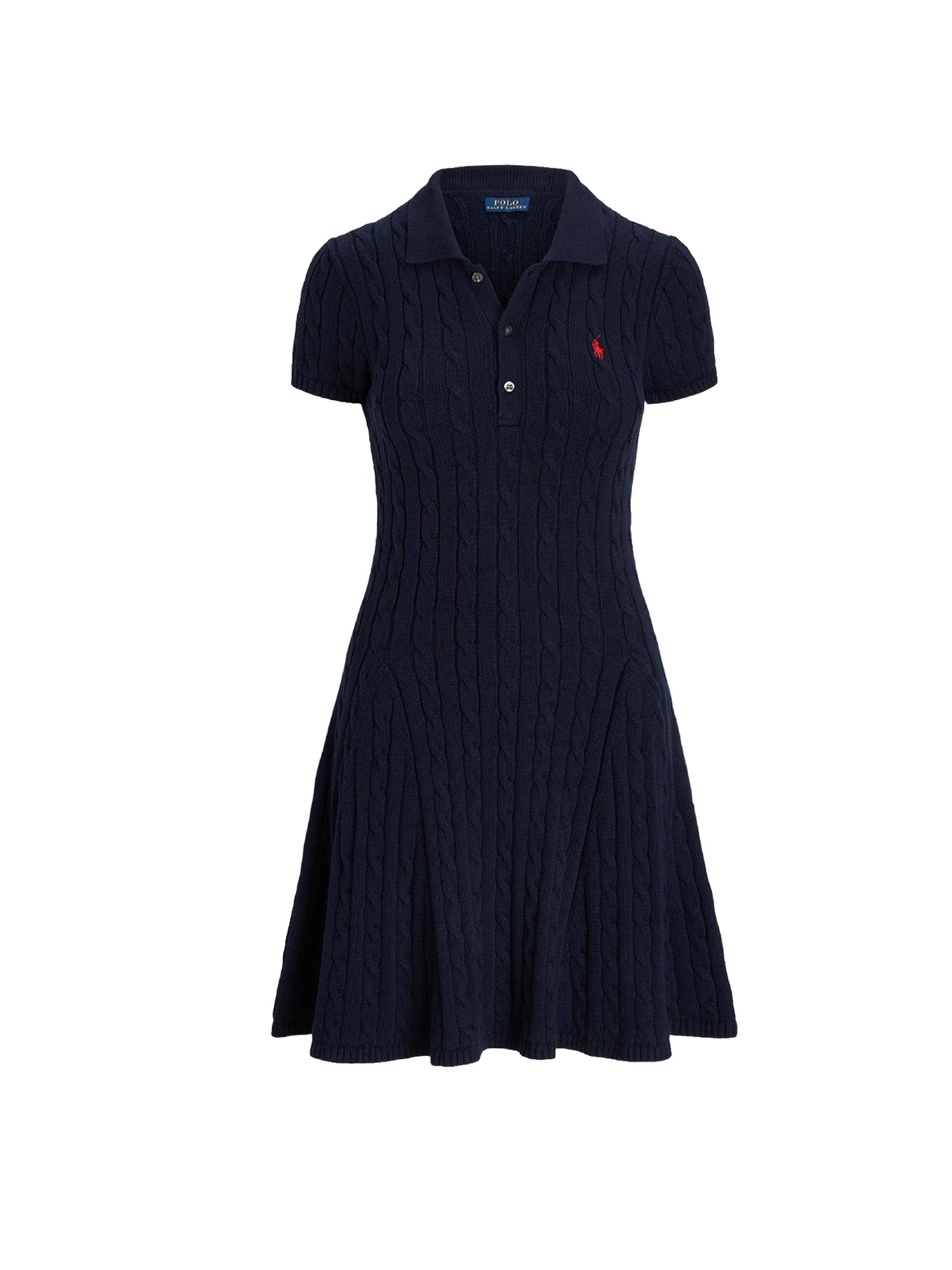 Robe torsadée manches courtes en coton  - Hunter Navy