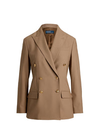 Blazer croisé en laine stretch - Camel