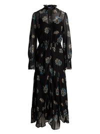 Floral georgette ruffled dress - Midnight Gardenia