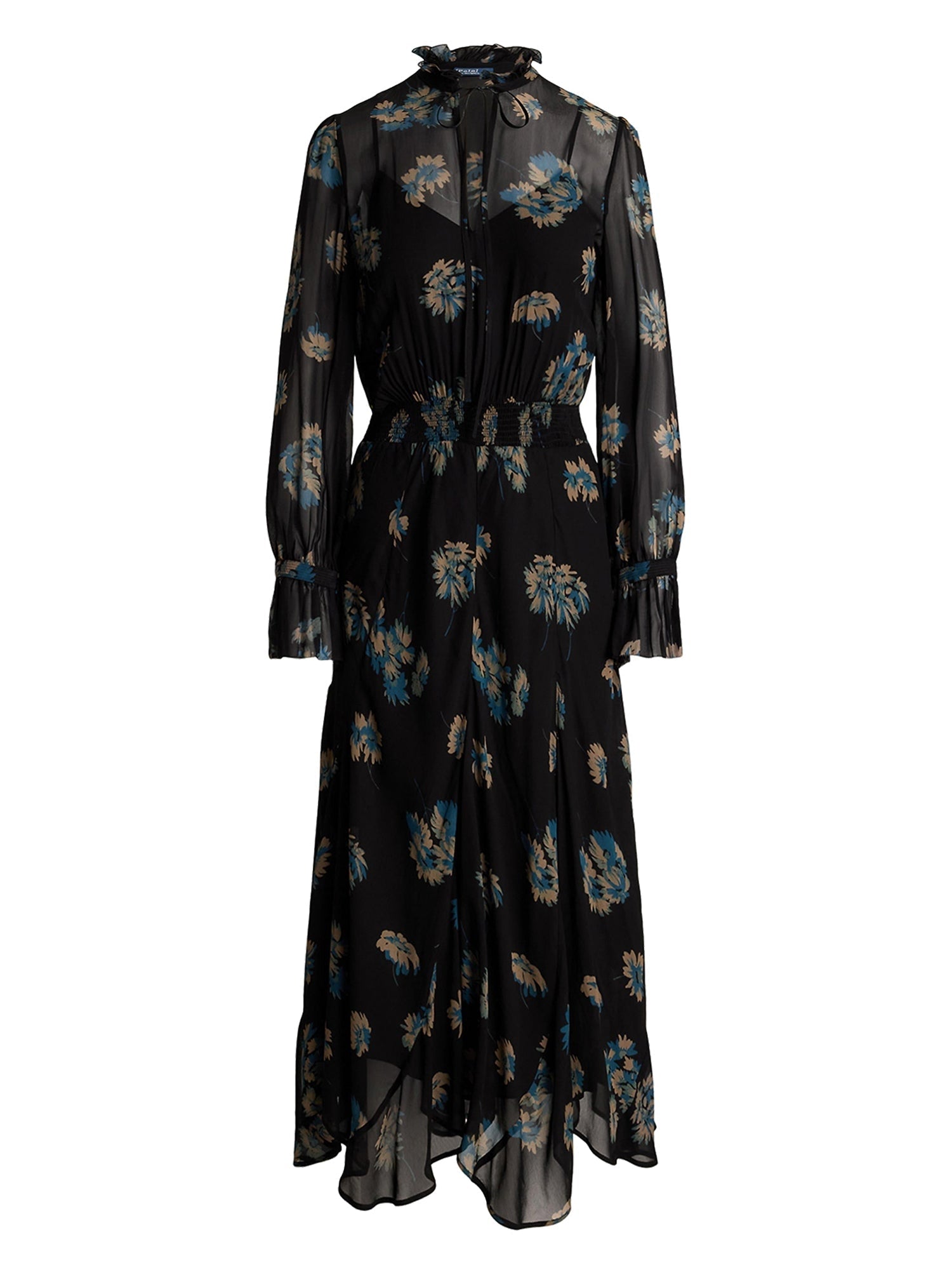 Floral georgette ruffled dress - Midnight Gardenia
