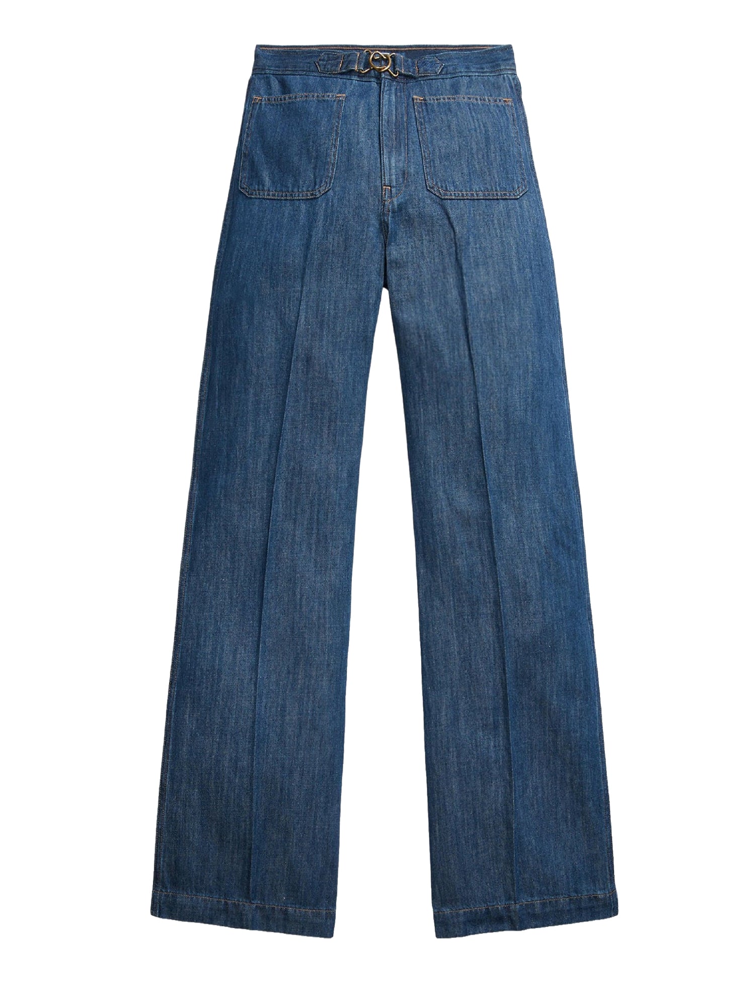 Wide-leg flared jeans in linen blend - Belen Wash
