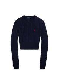 Pull torsadé Cropped Fit en coton - Hunter Navy
