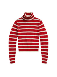 Pull col roulé rayé en coton - Red & Multicolore