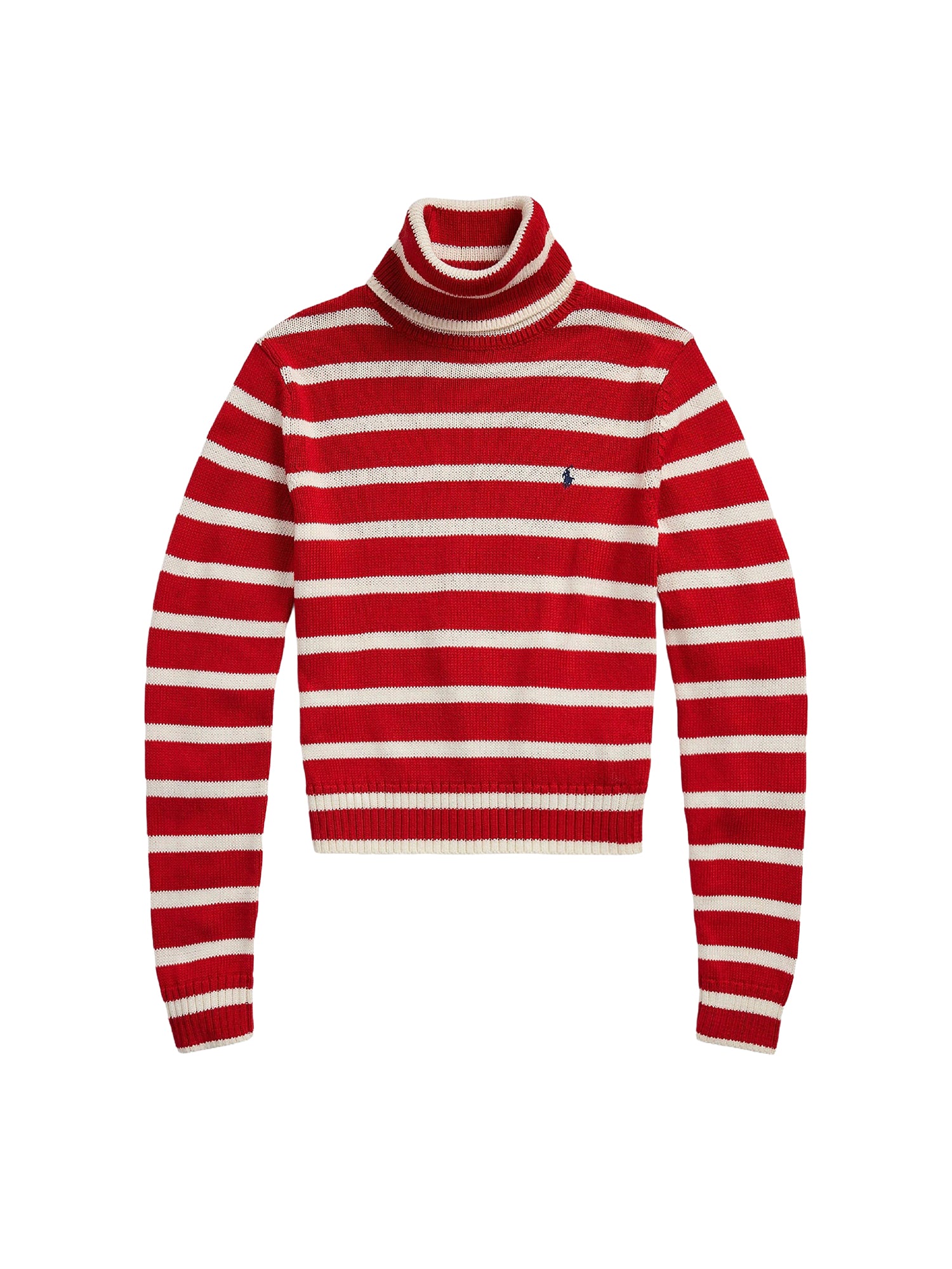 Pull col roulé rayé en coton - Red & Multicolore