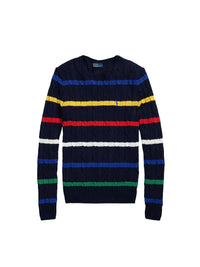 Pull rayé en coton torsadé - Navy & Multicolore