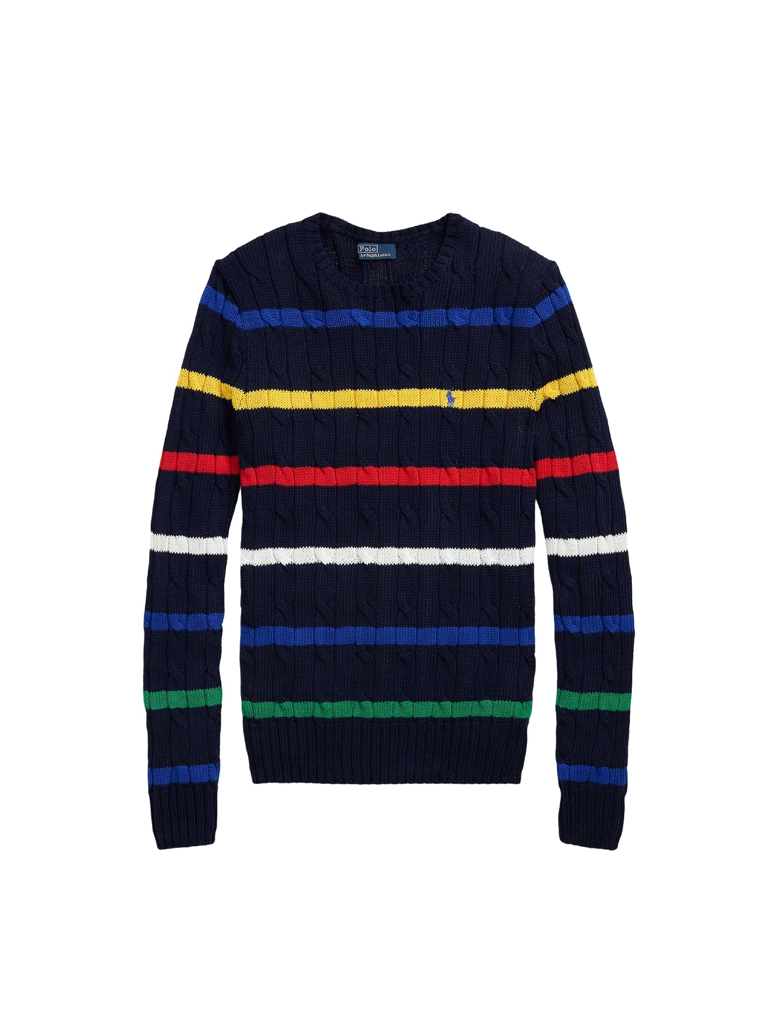 Pull rayé en coton torsadé - Navy & Multicolore