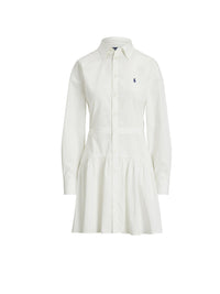 Robe-chemise à pans en popeline de coton - White
