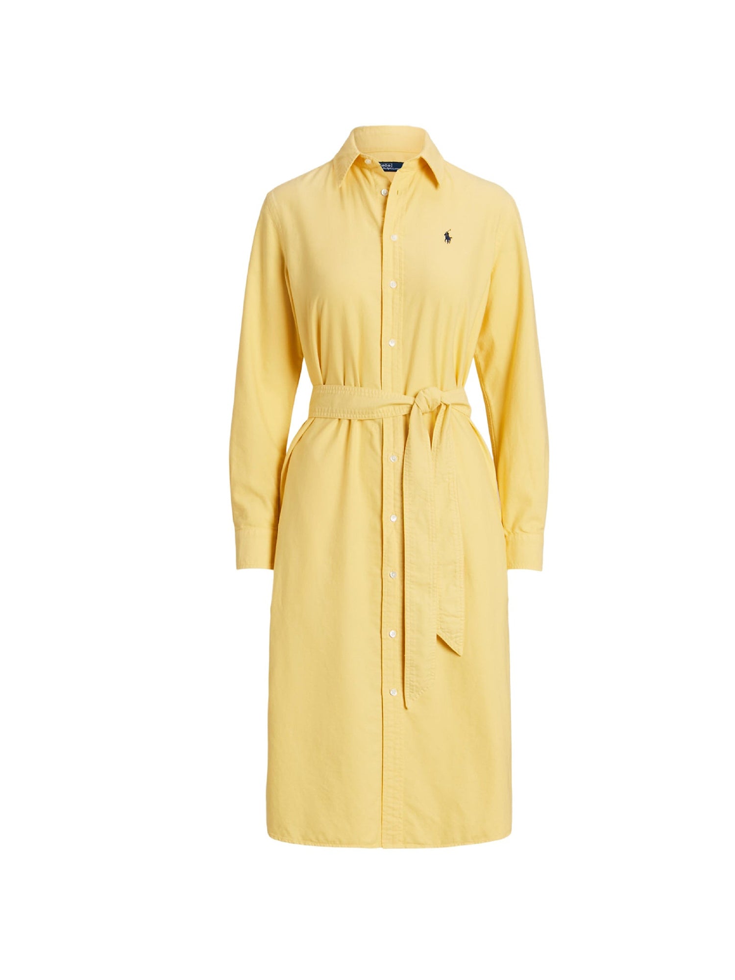 Robe-chemise ceinturée en coton oxford - Yellow