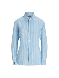 Chemise Oversize Fit rayée en lin - Light Blue & White