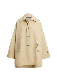 Oversize Fit Cotton Twill Coat - Tan
