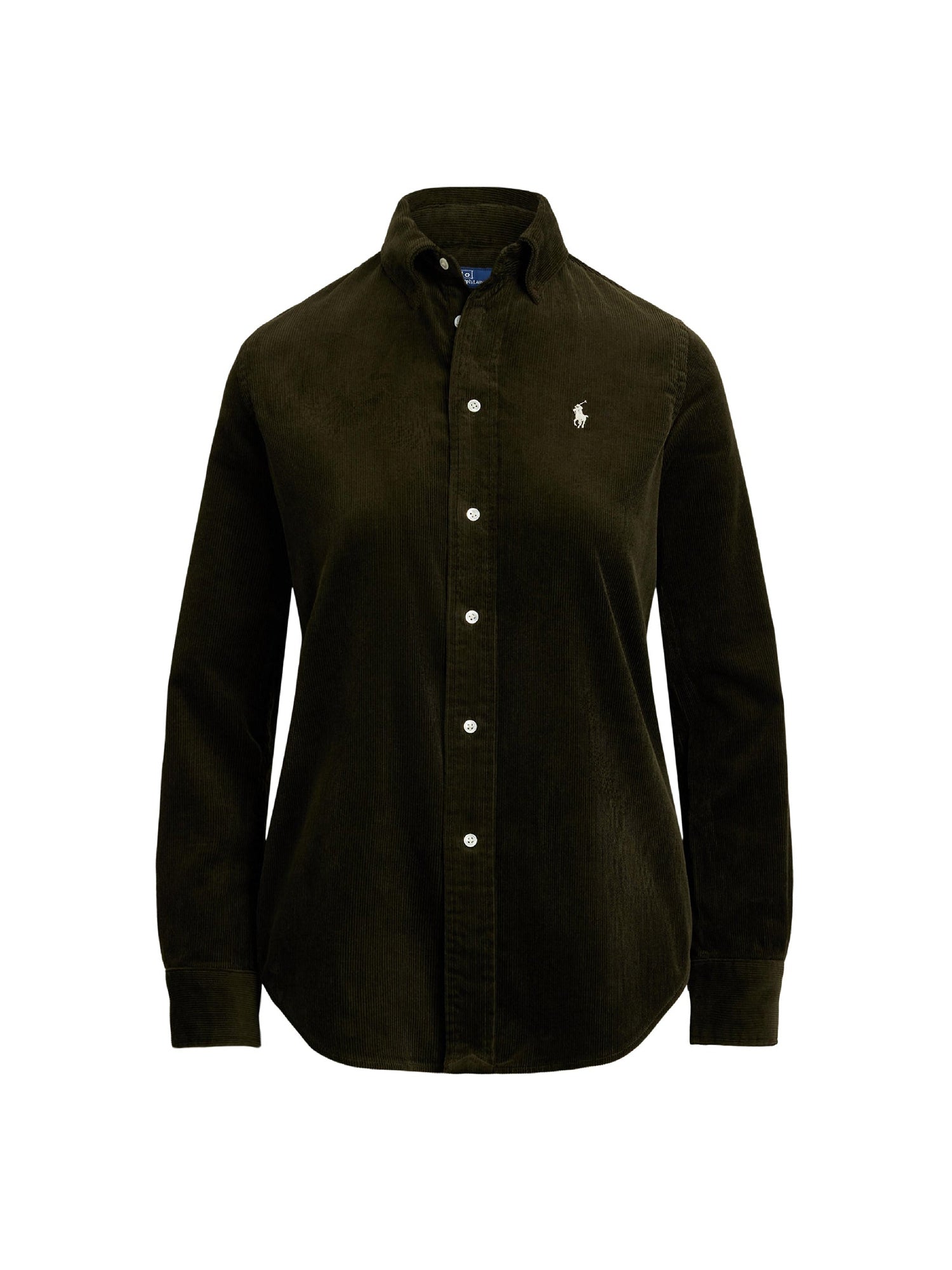 Slim Fit Cotton Velour Shirt - Olive