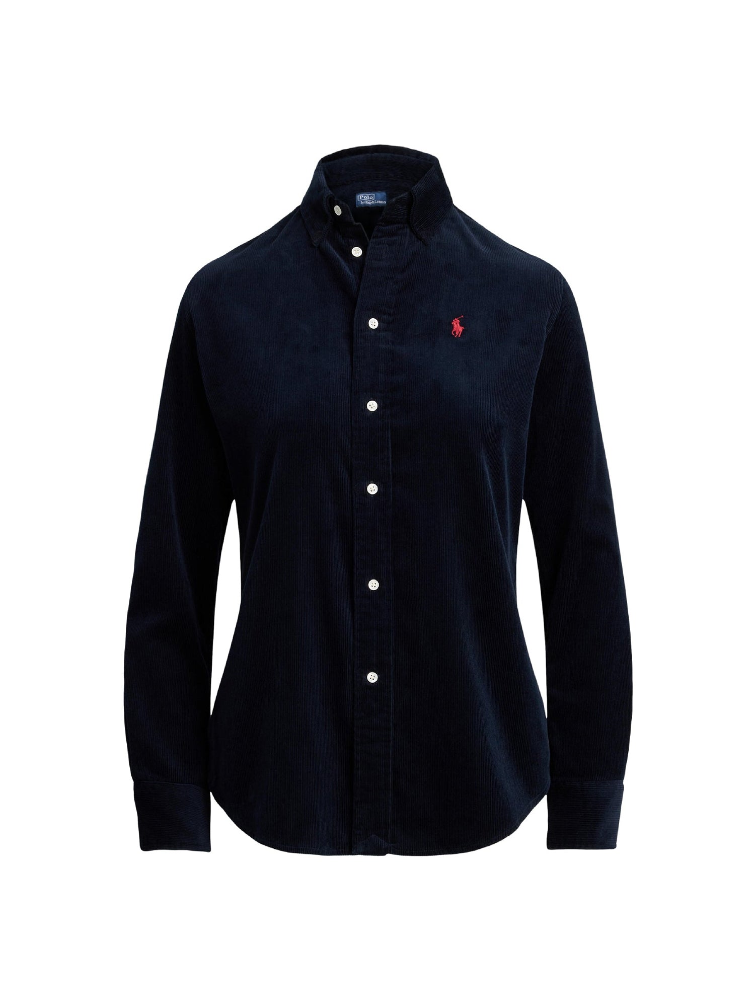 Slim Fit Cotton Velour Shirt - Navy
