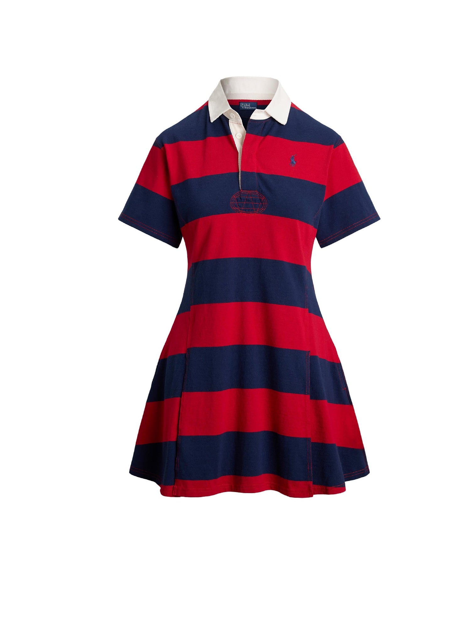 Robe de rugby rayée en jersey de coton - Polo Sport Red & Newport Navy