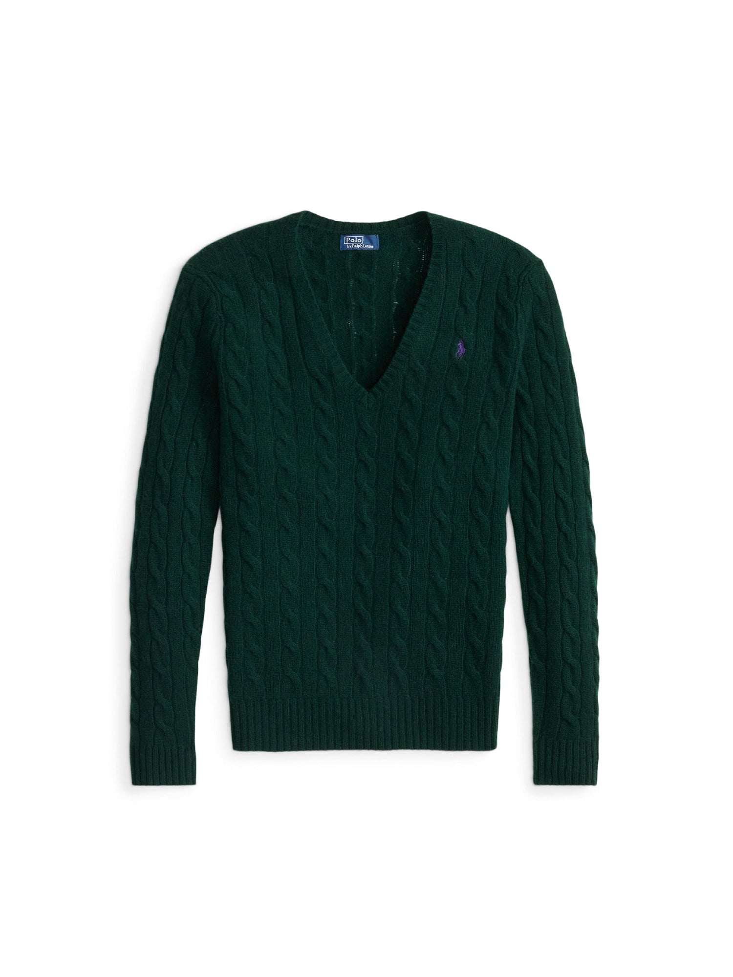 Wool and cashmere blend V-neck jumper - College Green