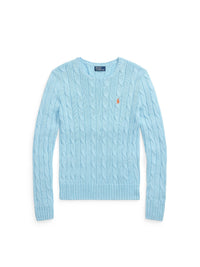 Pull torsadé à col rond en coton - Acadia Blue