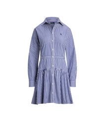 Robe-chemise à pans en coton rayé - Blue & White Stripe