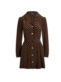 Printed silk mini-dress - Ditsy Geo Brown & Cream