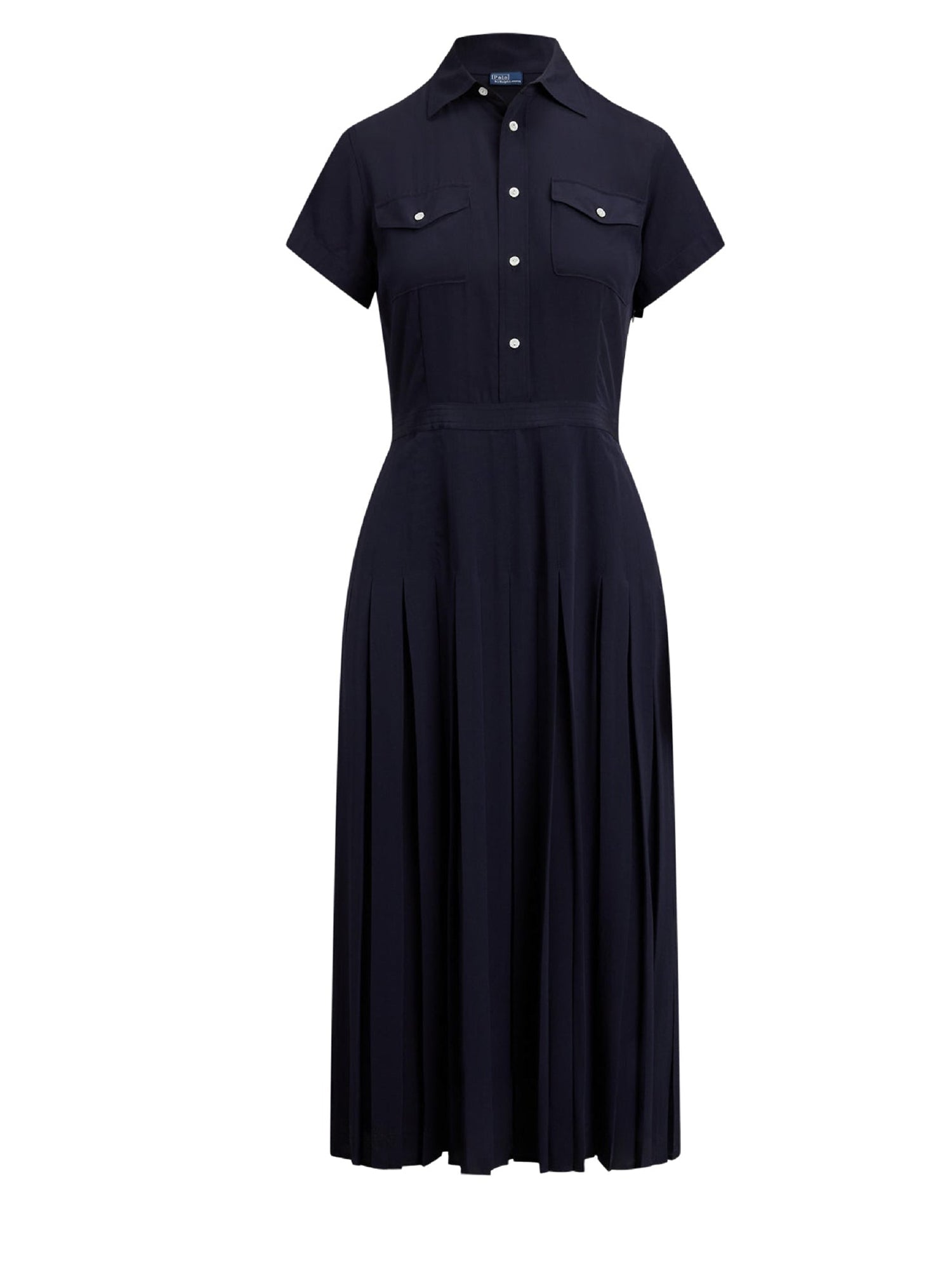 Robe-chemise plissée en crêpe de soie - Ink