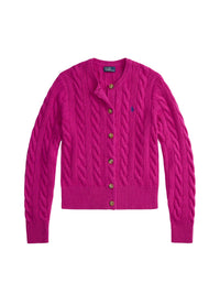 Cardigan torsadé en laine et cachemire mélangé - Carmine Pink