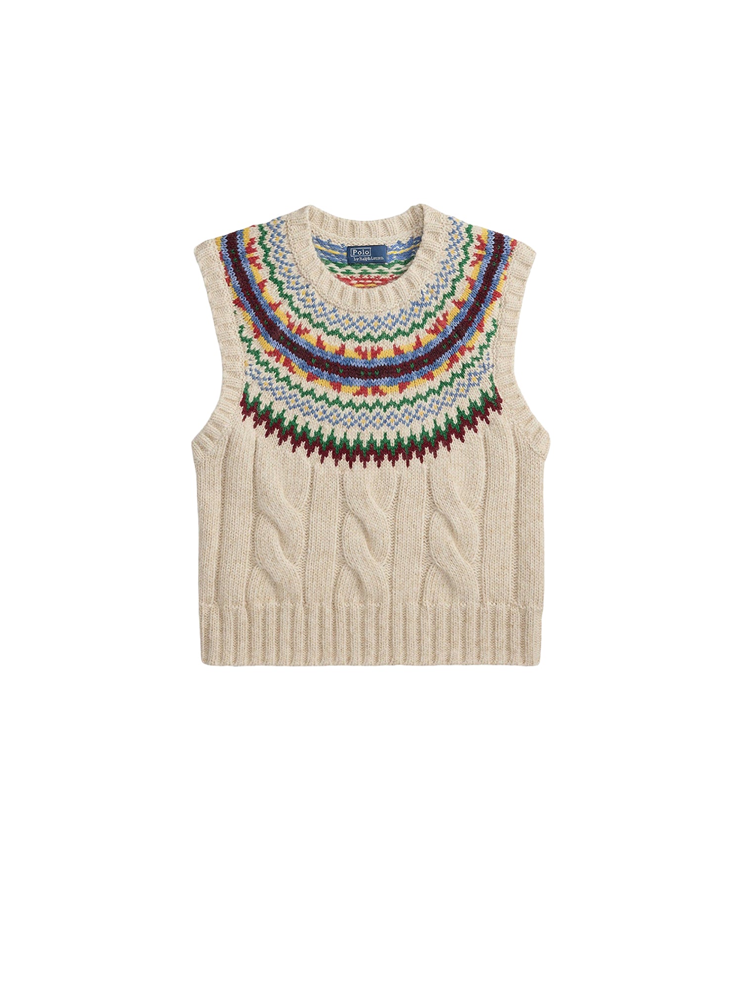 Tank jumper with Fair Isle yoke - Tan & Multicolour