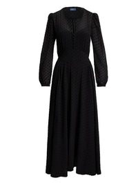 Blousant silk blend dress - Polka Dot Black & Multicolore