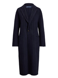 Manteau en laine milleraies - Navy Chalk Stripe
