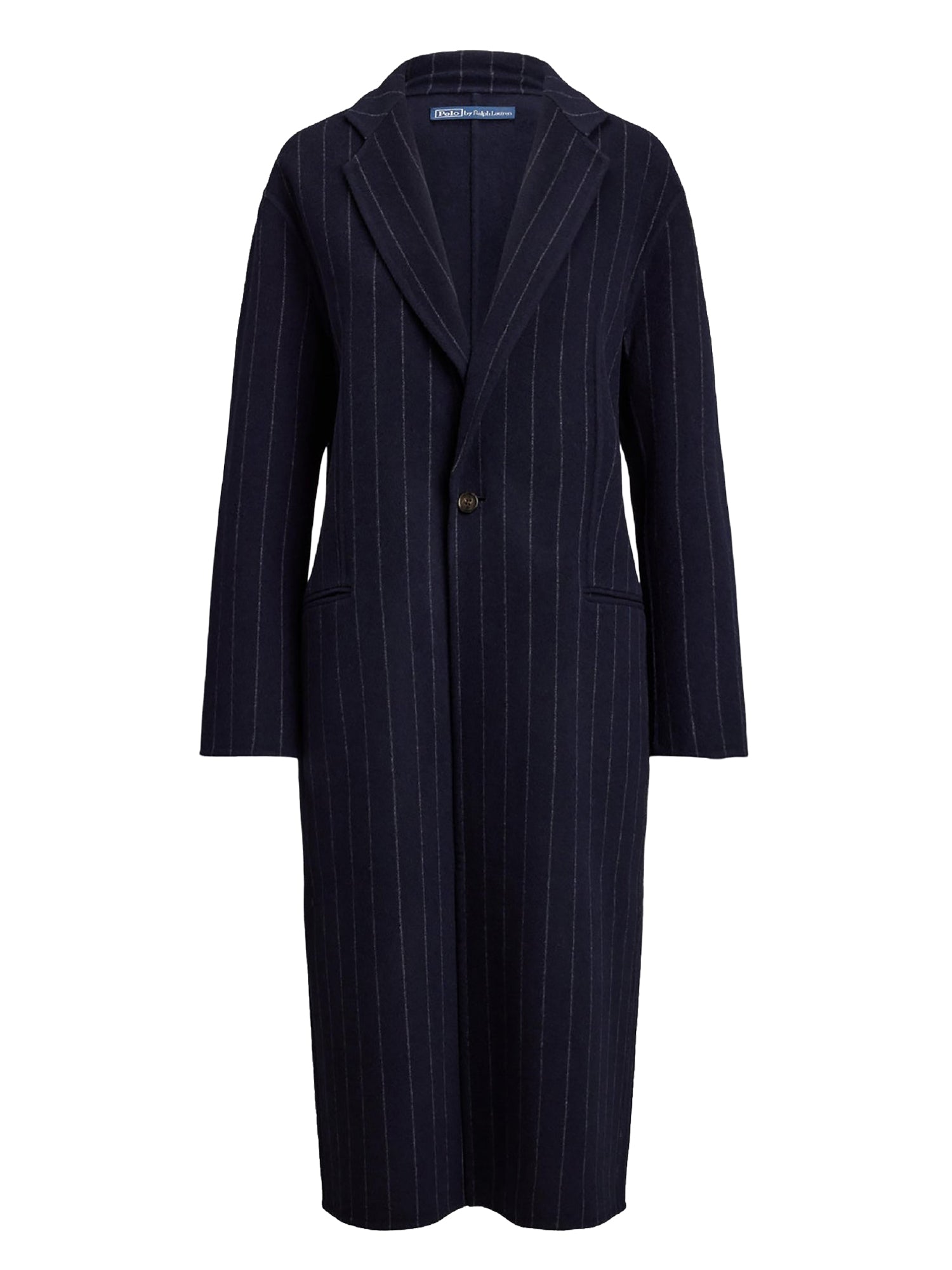 Manteau en laine milleraies - Navy Chalk Stripe