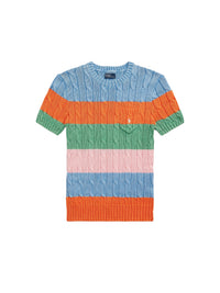 Pull torsadé rayé à manches courtes - Multicolore Stripe